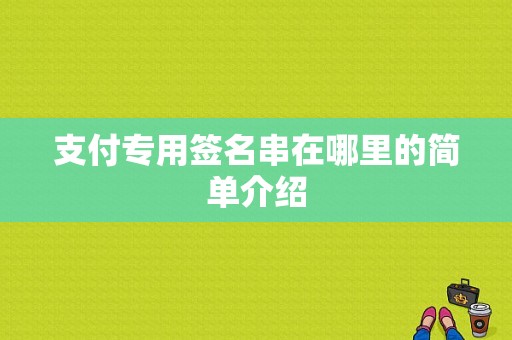 支付专用签名串在哪里的简单介绍